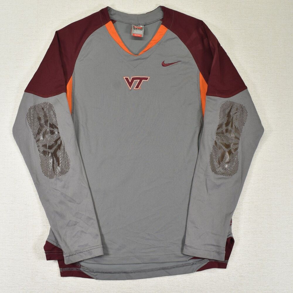 Nike Team Mens S VT Virginia Tech Hokies Basketball Shooting Shirt Jersey Gray